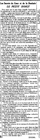 export petit doigt 1925